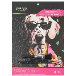Brea Reese® Scratch Art Paper Pad Kit, 9” x 12”, Pet Fashion Portraits