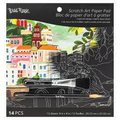 Brea Reese® Scratch Art Paper Pad Kit, 8” x 8”, Vibrant Landscapes