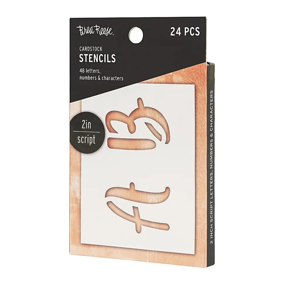 Brea Reese Script Cardstock Stencils, 2", White, Pack Of 24 Stencils