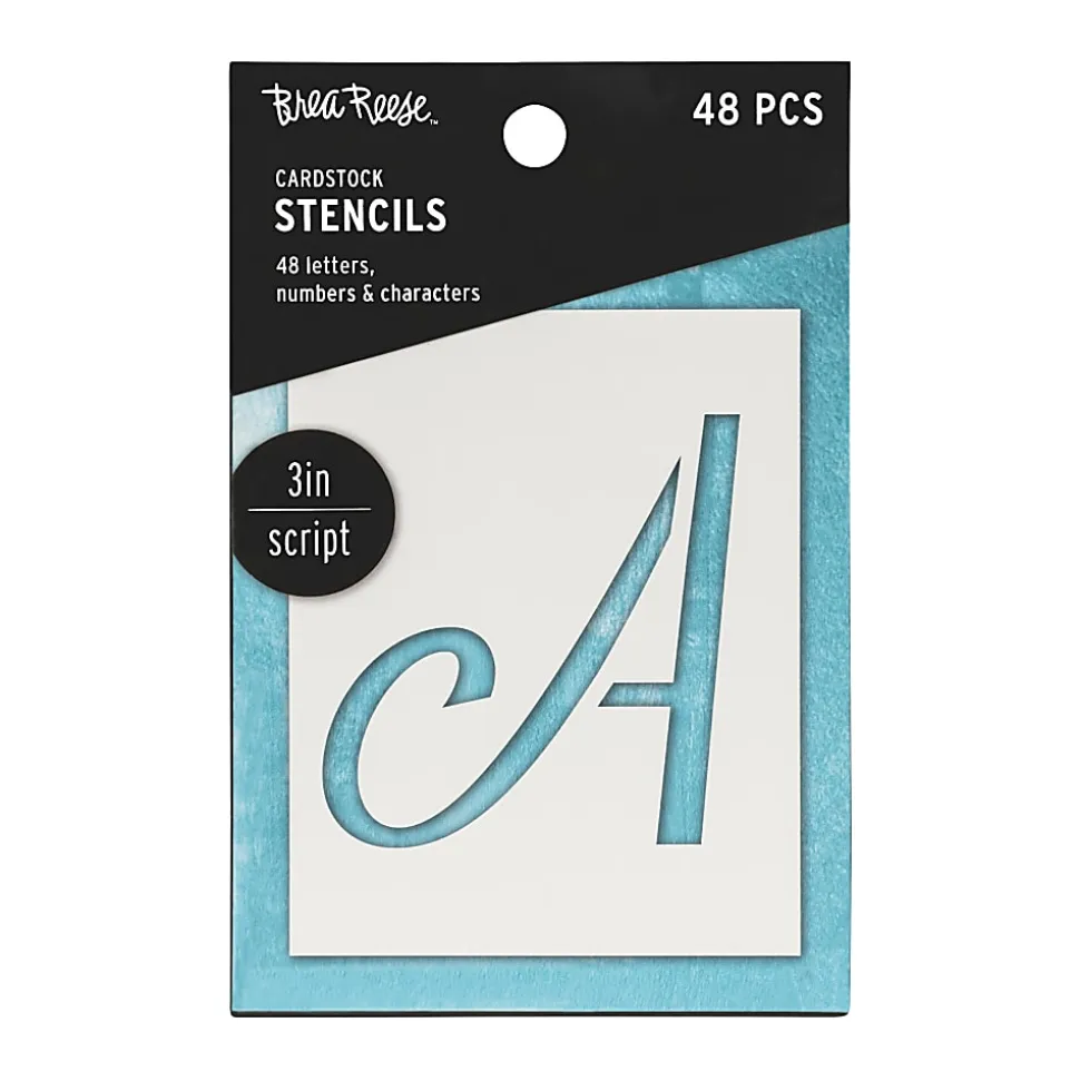 Brea Reese Script Cardstock Stencils, 3", White, Pack Of 48 Stencils