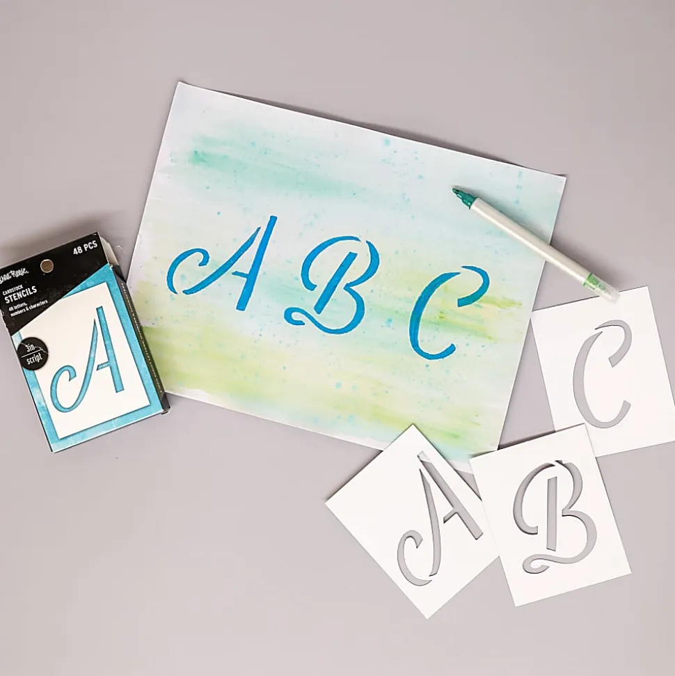 Brea Reese Script Cardstock Stencils, 3", White, Pack Of 48 Stencils