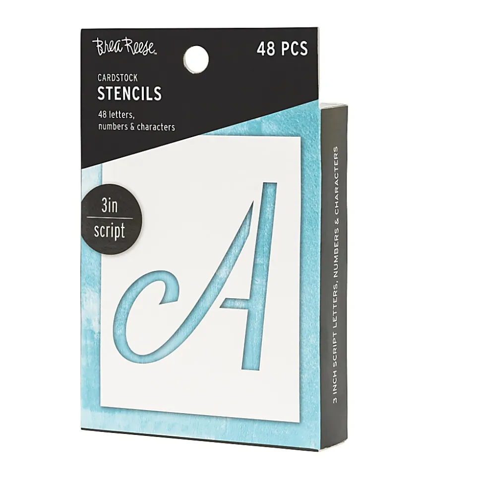 Brea Reese Script Cardstock Stencils, 3", White, Pack Of 48 Stencils