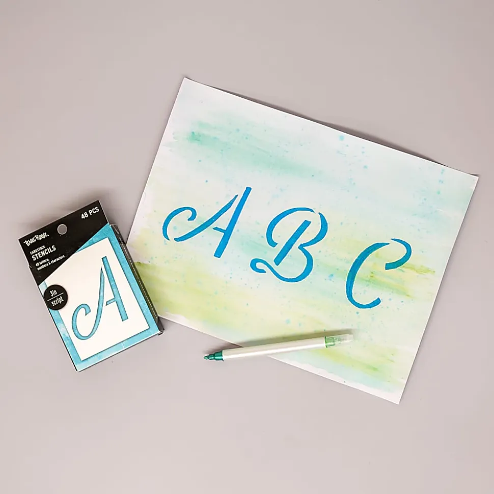Brea Reese Script Cardstock Stencils, 3", White, Pack Of 48 Stencils