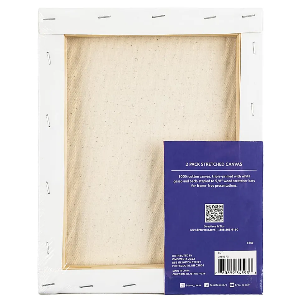Brea Reese Stretch Canvases, 8" x 10", White, Pack Of 2 Canvases