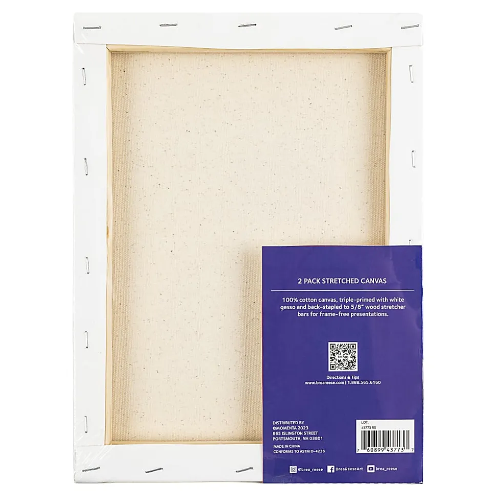 Brea Reese Stretch Canvases, 9" x 12", White, Pack Of 2 Canvases