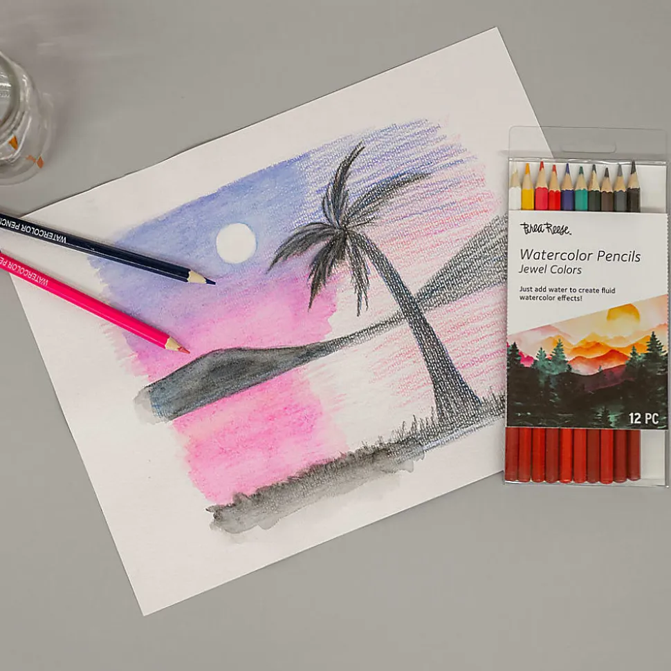 Brea Reese Watercolor Pencils, Medium Point, Jewel-Toned Colors, Pack Of 12 Pencils
