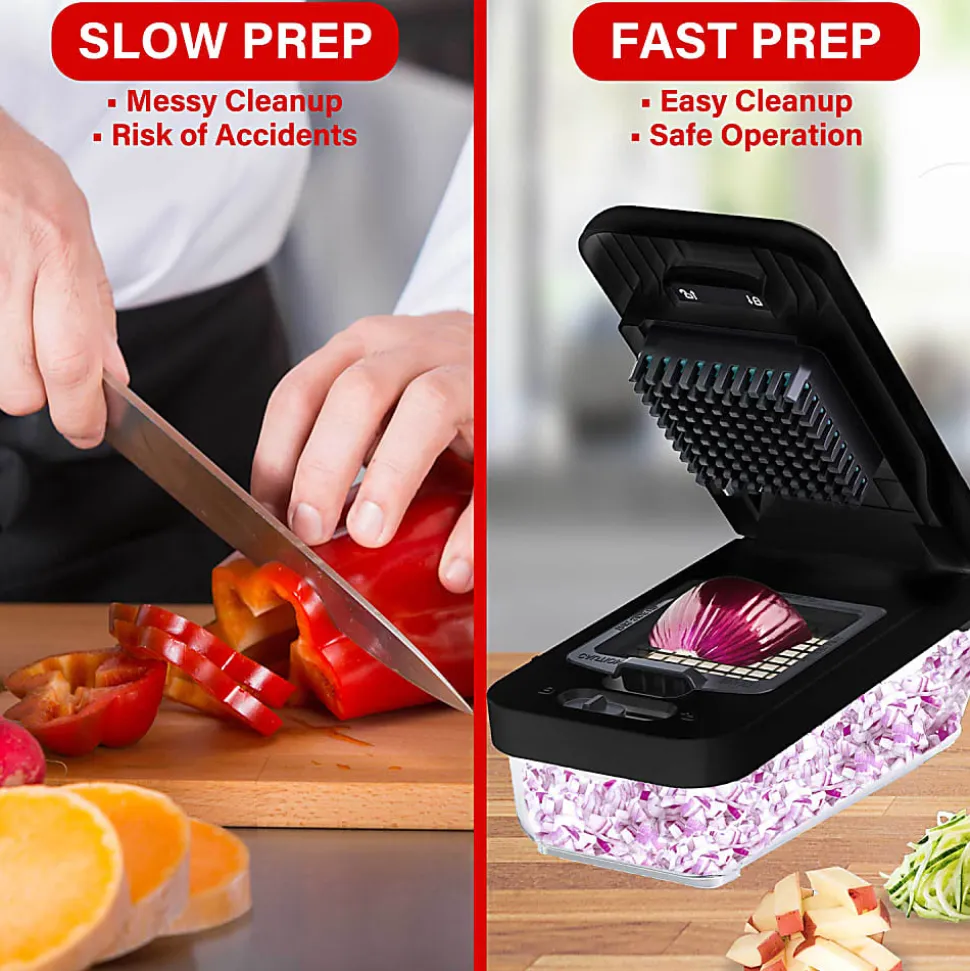 Brentwood® All-in-One Food & Vegetable Chopper, Mandoline Slicer & Cheese Grater with 4.25-Cup Storage, Black, KA-5026BK