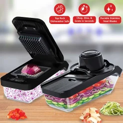 Brentwood® All-in-One Food & Vegetable Chopper, Mandoline Slicer & Cheese Grater with 4.25-Cup Storage, Black, KA-5026BK
