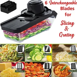 Brentwood® All-in-One Food & Vegetable Chopper, Mandoline Slicer & Cheese Grater with 4.25-Cup Storage, Black, KA-5026BK