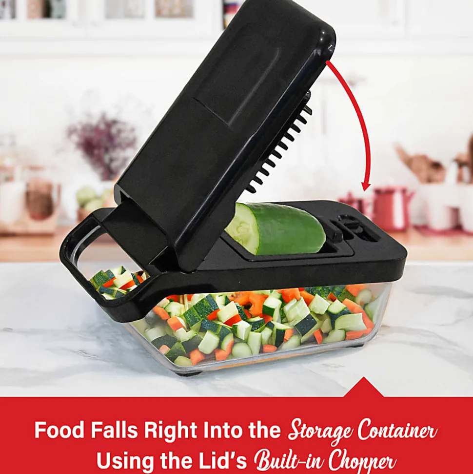 Brentwood® All-in-One Food & Vegetable Chopper, Mandoline Slicer & Cheese Grater with 4.25-Cup Storage, Black, KA-5026BK