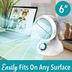 Brentwood F-650MW 6-Inch 3-Speed Oscillating Air Circulator Desktop Fan, White, F650MW