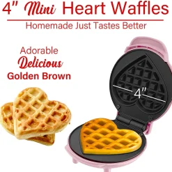 Brentwood® 4-In. 400-Watt Nonstick Mini-Heart-Shaped Waffle Maker, Pink