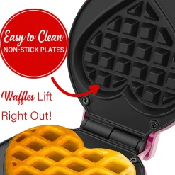 Brentwood® 4-In. 400-Watt Nonstick Mini-Heart-Shaped Waffle Maker, Pink