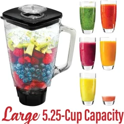 Brentwood 42 Oz Blender Glass Jar 6-Piece Replacement Set For Oster Blender, Black, P-OST722