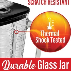 Brentwood 42 Oz Blender Glass Jar 6-Piece Replacement Set For Oster Blender, Black, P-OST722