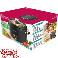 Brentwood® 2.6-Qt. 700-Watt Multifunction Electric Hot Pot Cooker with Ceramic Nonstick Coating & Food Steamer, Black, HP-3250BK