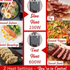 Brentwood® 1.6-Qt. 600-Watt Multifunction Electric Hot Pot Cooker, Ceramic Nonstick Coating, Stainless Steel, Straight Handle, Black, HPS-3150BK