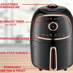 Brentwood® 2-Quart Electric Air Fryer, Black/Copper