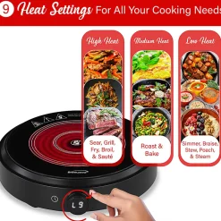 Brentwood® Select 1,300-Watt 10-In. Countertop Ceramic Glass Cooktop Surface with Single 8-In. Infrared Burner, Black, TS-383DBK