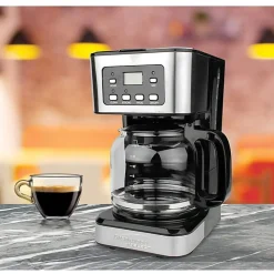 Brentwood TS-222BK 12-Cup Digital Coffee Maker, Black - Programmable - 800 W - 12 Cup(s) - Multi-serve - Timer - Black