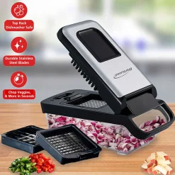 Brentwood® Vegetable Chopper with 3.6-Cup Storage Container & 2 Interchangeable Stainless Steel Blades, Black, KA-5024BKS