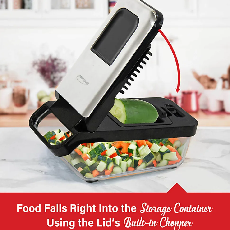 Brentwood® Vegetable Chopper with 3.6-Cup Storage Container & 2 Interchangeable Stainless Steel Blades, Black, KA-5024BKS