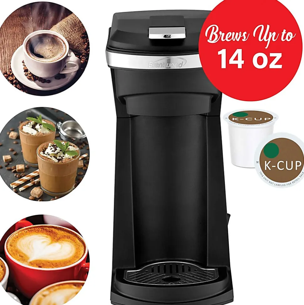 Brentwood 800-Watt 1.75-Cup Single-Serve Coffee Maker With Reusable Filter Basket For K-Cups And Ground Coffee, Black