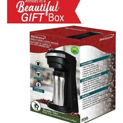 Brentwood 800-Watt 1.75-Cup Single-Serve Coffee Maker With Reusable Filter Basket For K-Cups And Ground Coffee, Black