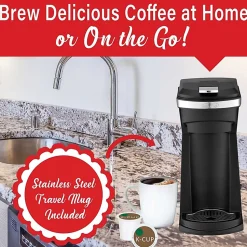 Brentwood 800-Watt 1.75-Cup Single-Serve Coffee Maker With Reusable Filter Basket For K-Cups And Ground Coffee, Black