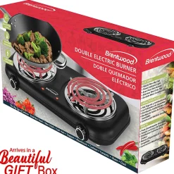 Brentwood® 1,100-Watt Double-Coiled Countertop Electric Burner with Temperature Control & Power Indicator Light, Black, TS-363BK