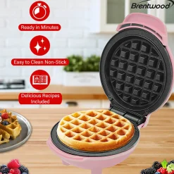 Brentwood® 400-Watt Non-Stick Mini Waffle Maker, 5-In., Pink