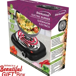 Brentwood® 1,100-Watt Single-Coiled Countertop Electric Burner with Temperature Control & Power Indicator Light, Black, TS-323BK