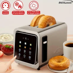 Brentwood® 1,100-Watt 2-Slice Touch-Screen Digital Toaster with Extra-Wide Slots, Stainless Steel, TS-228DS