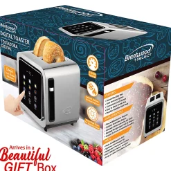 Brentwood® 1,100-Watt 2-Slice Touch-Screen Digital Toaster with Extra-Wide Slots, Stainless Steel, TS-228DS