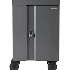 Bretford CUBE Cart Mini Charging Cart AC for 20 Devices, Charcoal Paint - 2 Shelf - Push Handle Handle - Steel - 24