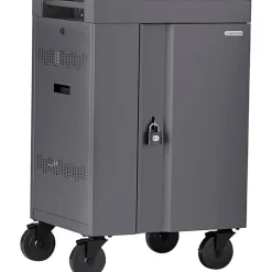 Bretford CUBE Cart Mini Charging Cart AC for 20 Devices, Charcoal Paint - 2 Shelf - Push Handle Handle - Steel - 24