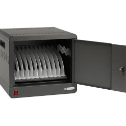 Bretford CUBE Micro Station - Up to 14" Screen Support - 16.50" x 18.25"x 17" Depth - Desktop, Countertop, Wall Mountable - Steel - Charcoal
