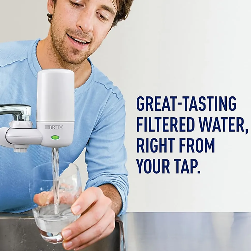 Brita On Tap Water Filtration System Replacement Filters For Faucets - 100 gal Filter Life - Blue, White - 1 Each