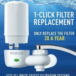 Brita On Tap Water Filtration System Replacement Filters For Faucets - 100 gal Filter Life - Blue, White - 1 Each