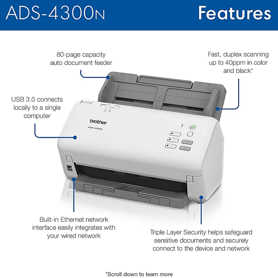 Brother ADS-4300N Professional Desktop Scanner