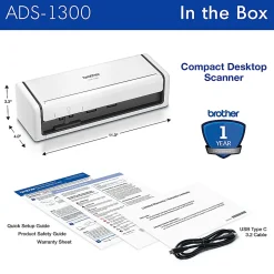 Brother Compact Desktop Scanner, ADS-1300