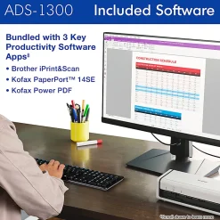 Brother Compact Desktop Scanner, ADS-1300