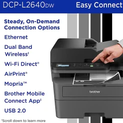 Brother DCP-L2640DW Wireless Compact Monochrome Multi-Function Laser Printer, Refresh EZ Print Eligibility