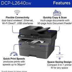 Brother DCP-L2640DW Wireless Compact Monochrome Multi-Function Laser Printer, Refresh EZ Print Eligibility