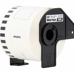 Brother DK-2205 Continuous-Feed Paper Roll Permanent Address Labels, Black On White, 2 7/16
