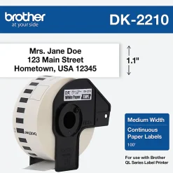 Brother DK2210 Continuous-Length Paper Tape, 1 1/7" x 100', White