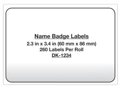 Brother DK1234 Name Badge Labels, Rectangular, 2 3/8