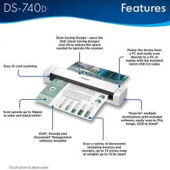 Brother DSmobile DS-740D Duplex Portable Color Document Scanner, 1.8