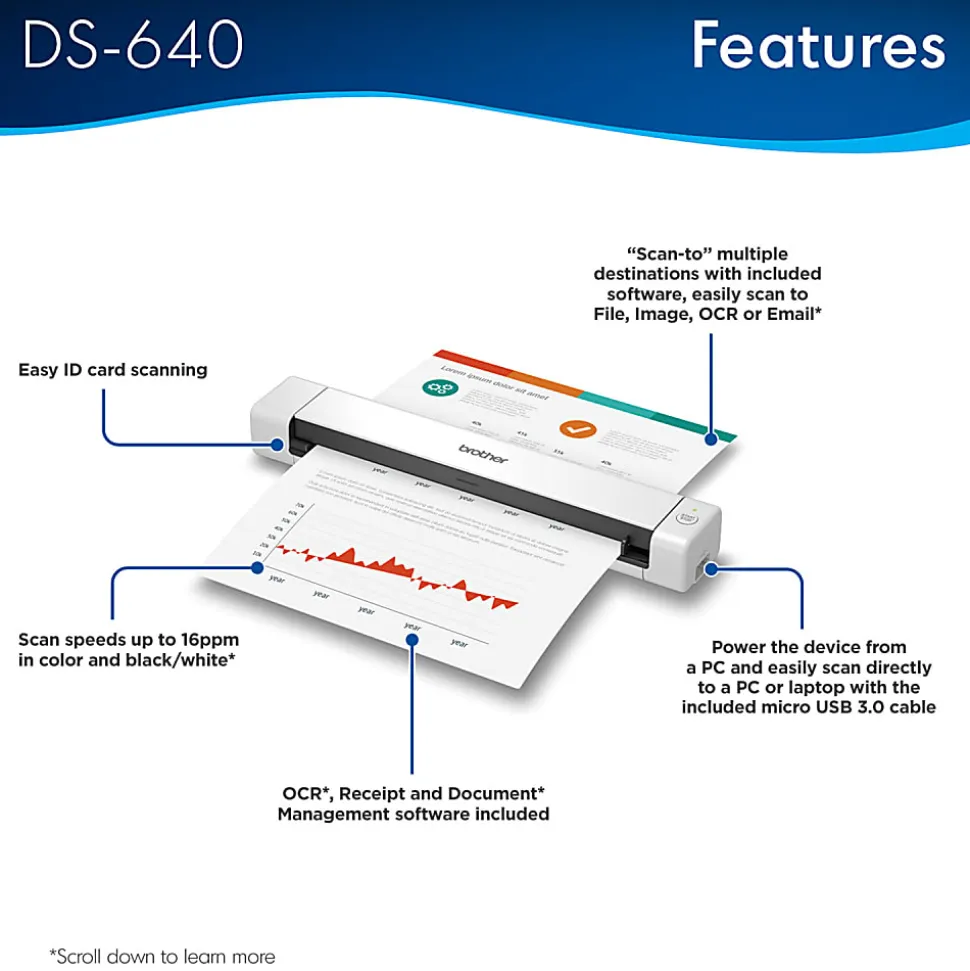 Brother DSmobile DS-640 Portable Color Document Scanner