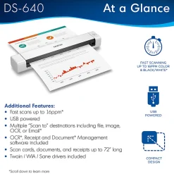 Brother DSmobile DS-640 Portable Color Document Scanner
